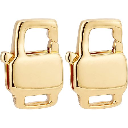 BENECREAT 10pcs 18K Gold Plated Brass Lobster Claw Clasps Rectangle Trigger Holders for DIY Crafts Jewelry Making