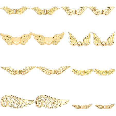 PandaHall Elite 160 pcs 8 Styles Angel Wing Charms, Tibetan Style Alloy Wing Spacer Beads for Earring Bracelet Pendants Necklace Jewelry DIY Craft Making, Golden