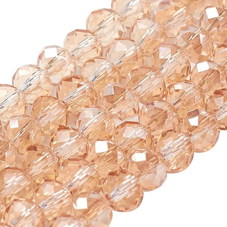 NBEADS 1 Strand Faceted Abacus PaleGoldenrod Electroplate Glass Bead Strands with 3x2mm,Hole: 1mm,about 100pcs/strand