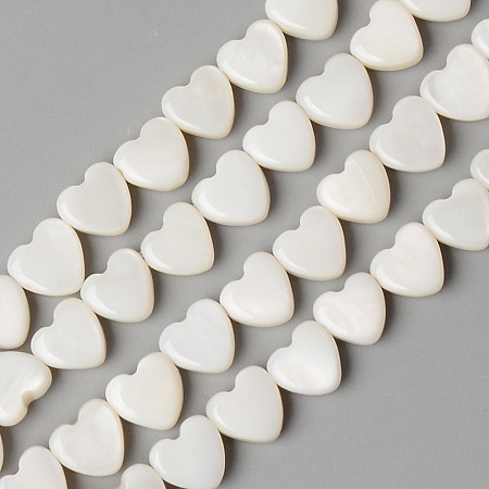 ARRICRAFT Natural Freshwater Shell Beads Strands, Heart, Creamy White, 6x6x3mm, Hole: 0.8mm, about 66pcs/strand, 15.28 inches(38.8cm)