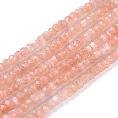 Arricraft Natural Sunstone Beads Strands, Rondelle, Faceted, 3x2mm, Hole: 0.7mm, about 181pcs/strand, 15.35 inches(39cm)
