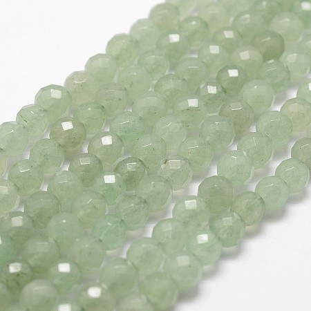 ARRICRAFT Natural Green Aventurine Beads Strands, Faceted, Round, 6mm, Hole: 1mm, about 61pcs/strand, 14.9 inches~15.1 inches