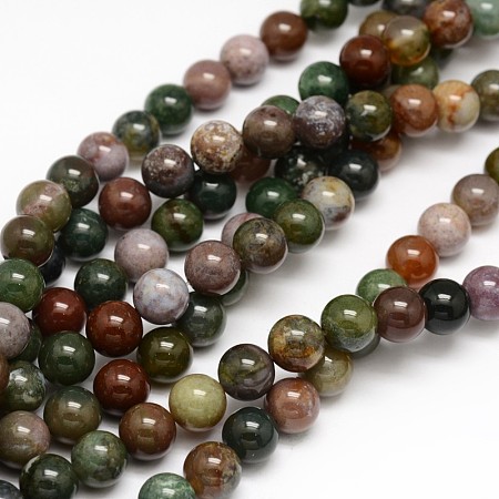 Arricraft Natural Indian Agate Round Beads Strands, 4mm, Hole: 1mm, about 85~90pcs/strand, 15.3 inches