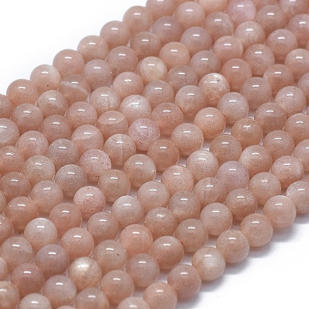 Arricraft Natural Orange Sunstone Beads Strands, Round, 6mm, Hole: 0.8mm, about 68pcs/Strand, 15.75 inches(40cm)