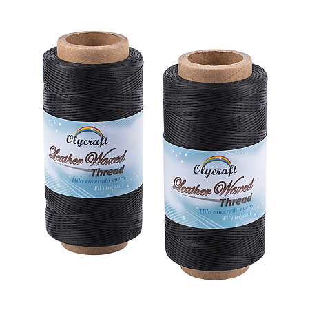 Olycraft Waxed Polyester Cord, Black, 0.8mm; about 260m/roll