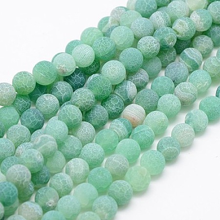 Arricraft Natural Weathered Agate Beads Strands, Dyed, Frosted, Round, Medium Aquamarine, 8mm, Hole: 1mm, about 46pcs/strand, 15 inches