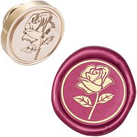 CRASPIRE Wax Seal Stamp Head Replacement Rose Removable Sealing Brass Stamp Head Olny for Creative Gift Envelopes Invitations Cards Decoration