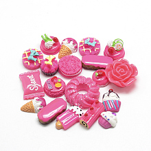 Honeyhandy Resin Cabochons, Mixed Shapes, Deep Pink, 10~35x6~25x2~18mm