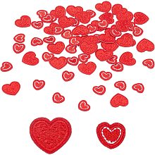 FINGERINSPIRE 100 Pcs Red Heart Iron/Sew on Appliques 2 Style Mini Heart Patches for Clothing Heart Shape Embroidered Patches Red Valentine's Decoration Patches for Clothes Dress Hat Pants Shoes