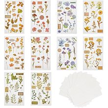 SUPERFINDINGS 5 Sets 10 Styles Vintage Rub on Transfers Stickers Scrapbook Floral Decorative Stickers Set with Transfer PET Stickers and Cotton Linen Flowers Scrapbooking Stickers for Paper, Fabric