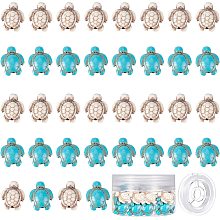 SUNNYCLUE 1 Box 100Pcs Turquoise Turtle Beads Charms Carved Spacer Beads for Jewelry Making Summer Ocean Tortoise Beads Waterproof Loose Beads Bulk Bracelets Making Kit Necklaces Supplies Adult Craft