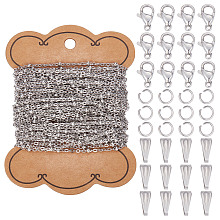 SUNNYCLUE DIY Chain Necklaces Making Kits, Including 304 Stainless Steel Cable Chains & Lobster Claw Clasps & Open Jump Rings & Snap on Bails, Stainless Steel Color