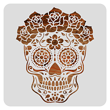 BENECREAT 30x30cm Mexico Sugar Skull Starry Painting Art Templates, Reusable Day of the Dead Stencil for DIY Projects, Painting, Drawing, Crafts