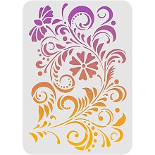 FINGERINSPIRE Flourish Stencils for Painting on Wood, Canvas, Paper, Fabric, Floor, Wall and Tile, 11.7x8.3 Inch Floral Border Reusable DIY Art and Craft Stencils