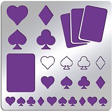 FINGERINSPIRE Playing Cards Metal Stencils 6 Inch Square Scrapbooking Drawing Stencils Stainless Steel Heart, Spade, Club, Diamond Pattern Painting Stencils for Engraving, Pyrography, Journal