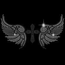 SUPERDANT Angel Wings Iron on Rhinestone Heat Transfer Crystal Decor Clear Bling Patch Clothing Repair Hot Fix Applique for T-Shirts Vest Shoes Hat Jacket Clothing DIY Accessories