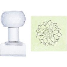 PandaHall Elite Sunflower Soap Stamp Flower Soap Embossing Stamp Acrylic Stamp with Handle Square Soap Chapter Imprint Stamp for DIY Handmade Soap Supplies Envelope Invitation Party Favor Craft Art Gift