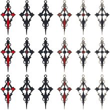 SUNNYCLUE 1 Box 24Pcs 6 Color Gothic Cross Charms Bulk Halloween Red Black Rosary Silver Alloy Rhinestone Enamel Crosses Charm for Jewelry Making Charms Necklace Earrings Key Chain Adult DIY Craft