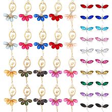 CHGCRAFT 40Pcs 20 Styles Rhinestone Dragonfly Charms Rhinestone Ballerina Charms Alloy Resin Big Pendants for Necklace Bracelet Earring Ramadan Making Keychain Crafts, Golden & Silver