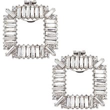 GORGECRAFT 2PCS Silver Shoe Clip Shoes Jewelry Decoration Square Crystal Shoe Buckle with Crystal Rhinestone for Wedding Party Shoes Decoration