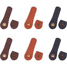 WADORN 6 Sets Cowhide Leather Snap Buckles. 3 Colors Leather Tab Closure for Purse Sew On Leather Snap Buttons Wallet Bag Buckle Fasteners DIY Craft Sewing Accessories for Pouches Coat Jacket Notebook