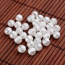 Honeyhandy Round Imitation Pearl Acrylic Beads, White, 6mm, Hole: 1.2~1.5mm, about 4796pcs/500g