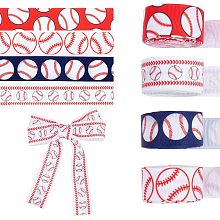 PandaHall Elite 20 Yards Baseball Ribbons 4 Styles 7/8“ Sports Ball Ribbon Red White Wired Edge Ribbon Grosgrain Ribbon Fabric Ribbons for Christmas Tree Decorations Wreath Bows Wrapping Supplies 22mm