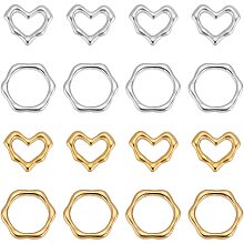 DICOSMETIC 16Pcs 2 Styles 2 Colors Stainless Steel Heart Hollow Mold Links Geometric Hexagon Blanks Connectors Hexagon Linking Rings for DIY Bracelet Necklace Jewelry Making