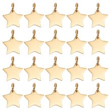 DICOSMETIC 40Pcs Stainless Steel Charms Smooth Flat Star Pendant Charms Golden Color Earring Pendant Charms for Bracelet Necklace Earring DIY Jewelry Making, Hole: 4mm