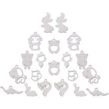 SUNNYCLUE 1 Box 10 Styles Stainless Steel Animal Charms Rabbit Fox Dog Pendants Bear Cat Animals Charm in Bulk Jewelry Accessories for Women Beginners DIY Earring Necklace Bracelet Making Crafts