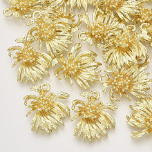 NBEADS Alloy Pendants, Flower, Light Gold, 25x24x6mm, Hole: 2.5mm