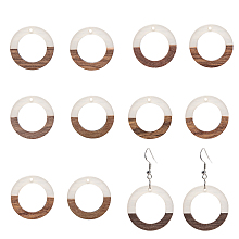 Olycraft Resin & Wood Pendants, Ring, WhiteSmoke, 28x3mm, Hole: 1.5mm, 10pcs/box