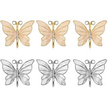 CHGCRAFT Alloy Napkin Rings, Napkin Holder Adornment, for Place Settings, Wedding & Party Decoration, Butterfly, Platinum & Golden, 6pcs/set