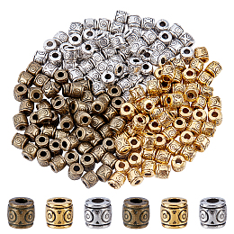 Tibetan Style Alloy Beads, Cadmium Free & Nickel Free & Lead Free, Column, Mixed Color, 6x6.5mm, Hole: 2~3mm; 3 colors, 60pcs/color, 180pcs/box