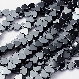 Arricraft Non-magnetic Synthetic Hematite Beads Strands, Mother's Day Gifts Making, Heart, Black, Size: about 6mm in diameter, 2mm thick, Hole: 0.8mm