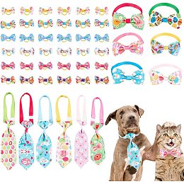 OLYCRAFT 48Pcs Adjustable Puppy Neck Tie Easter Pet Tie Collar Set Cat Dog Collars Neckties Set Includes 6pcs Collars, 6pcs Bowknot Collars, 36pcs Elastic Hair Tie for Easter Dog Cat Decoration Supply