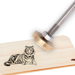 SUPERDANT 30mm Branding Iron Tiger Pattern BBQ Heat Stamp with Brass Head and Wood Handle Grilling Tools and Accessories for Wood Leather and Most Plastics