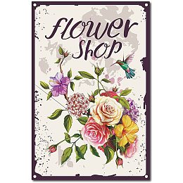 CREATCABIN Retro Vintage Tin Sign Flowers Shop Metal Wall Decor Decoration Art Mural for Home Garden Kitchen Bar Pub Living Room Office Garage Poster Plaque 12 x 8inch