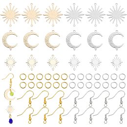 arricraft 24 Pcs Earring Making Kit, Brass Links Pendants Connector Sun Star Moon Jewelry Charms with Brass Earring Hooks Jump Rings for DIY Earring Connector Craft Accessories