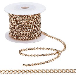 CHGCRAFT 1 Rolls 16.4 Feet Aluminum Curb Chain Link Curb Chain Spool Jewelry Making Chains DIY Cable Chains with Spool for Necklace Bracelet Jewelry Accessories DIY Supplies 6x4x2mm, Golden