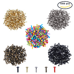 PandaHall Elite 1000pcs Mini Brads Fasteners Metal Paper Fasteners Brass Plated Scrapbooking Brads for Crafts Making DIY