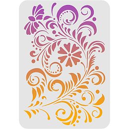 FINGERINSPIRE Flourish Stencils for Painting on Wood, Canvas, Paper, Fabric, Floor, Wall and Tile, 11.7x8.3 Inch Floral Border Reusable DIY Art and Craft Stencils