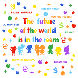 SUPERDANT 3D Watercolor Child Motivational Wall Decal Child Silhouette Bubble Handprint PVC Wall Stickers Removable for Nursery Kindergarten Decoration Children 's Room 31x98cm