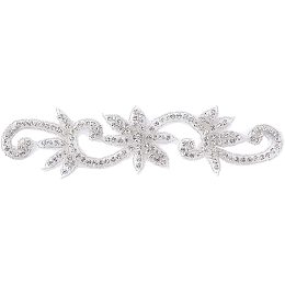 FINGERINSPIRE Crystal Rhinestone Wedding Dress Belt Applique Iron/Sew on Rhinestone Bridal Sash Decoration Rhinestones Beaded Applique for Gown, Headpiece, Shoes, Bags Item Decoration