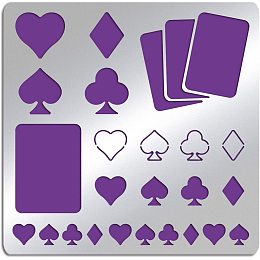 FINGERINSPIRE Playing Cards Metal Stencils 6 Inch Square Scrapbooking Drawing Stencils Stainless Steel Heart, Spade, Club, Diamond Pattern Painting Stencils for Engraving, Pyrography, Journal