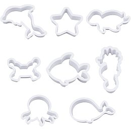 SUPERFINDINGS 8 Style Plastic Cookie Cutters Polymer Clay Cutters Marine Animal Clay Cutter White Marine Life Cookies Fondant Moulds for DIY Biscuit Baking Tool