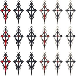 SUNNYCLUE 1 Box 24Pcs 6 Color Gothic Cross Charms Bulk Halloween Red Black Rosary Silver Alloy Rhinestone Enamel Crosses Charm for Jewelry Making Charms Necklace Earrings Key Chain Adult DIY Craft