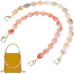 PandaHall Elite 2 Strands Beaded Bag Chain Gemstone Imitation Decorative Bag Chain 31.5cm/12.4" Short Bag Handle Acrylic Purse Strap Extender with Lobster Clasp for Underarm Bag Clutch Handbag Tote