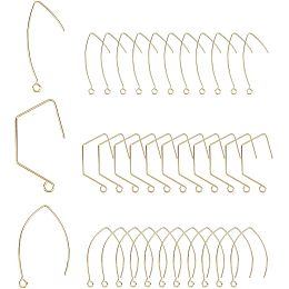 SUPERFINDINGS 36Pcs 3 Styles 18K Gold Plated Brass Earring Hooks V Shape French Ear Wire Dangle Earring with Loop for Women Girl DIY Earring Craft Jewelry Making,Pin: 0.8mm