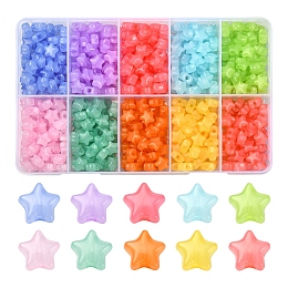 Honeyhandy 600Pcs 10 Colors Imitation Jelly Acrylic Beads, Star, Mixed Color, 9x9.5x5.5mm, Hole: 2.5mm, 60pcs/color